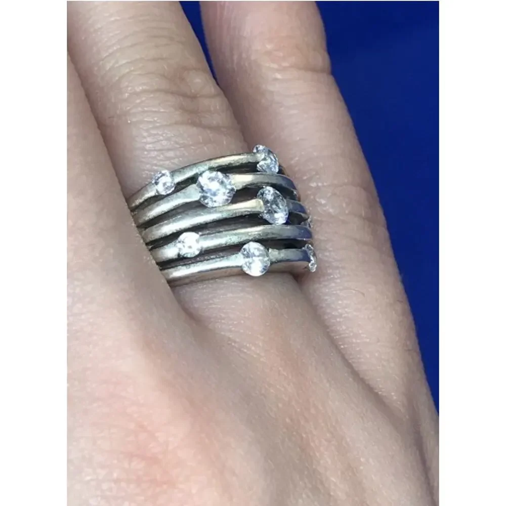 925 Sterling Silver CZ Ring Size 6.5